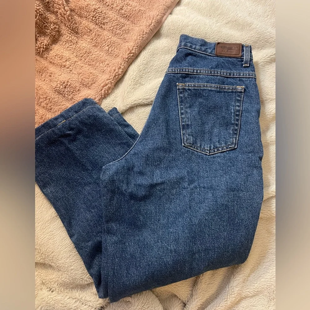 EUC Vintage L.L. Bean Double Fleece Lined Straight Leg Denim Jeans - Picture 2 of 7